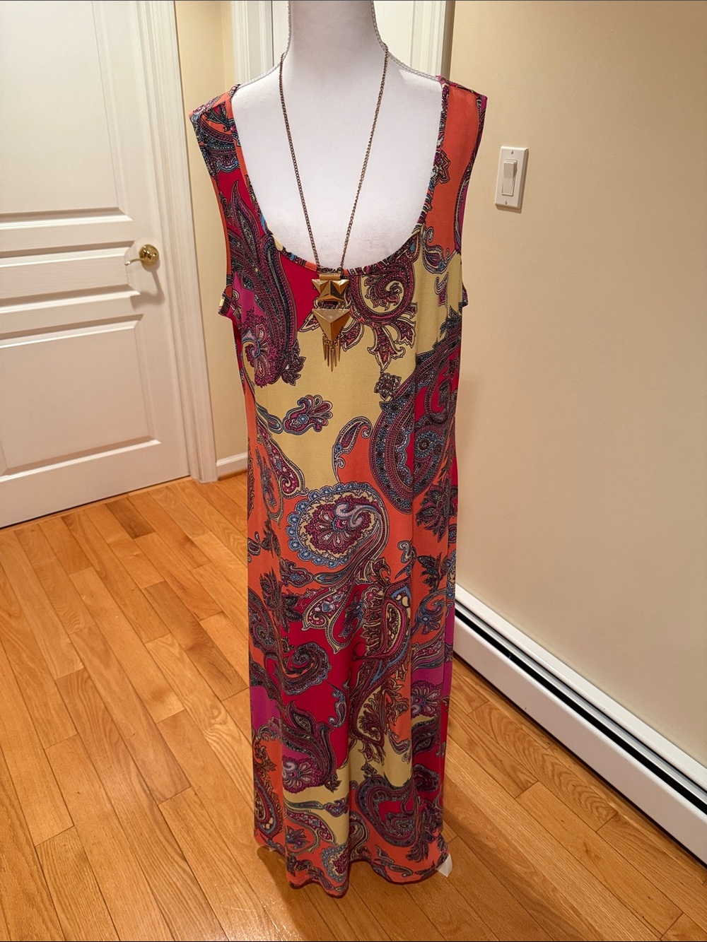 J.B.S. Sleeveless Paisley Maxi Dress - Red & Orange & Yellow